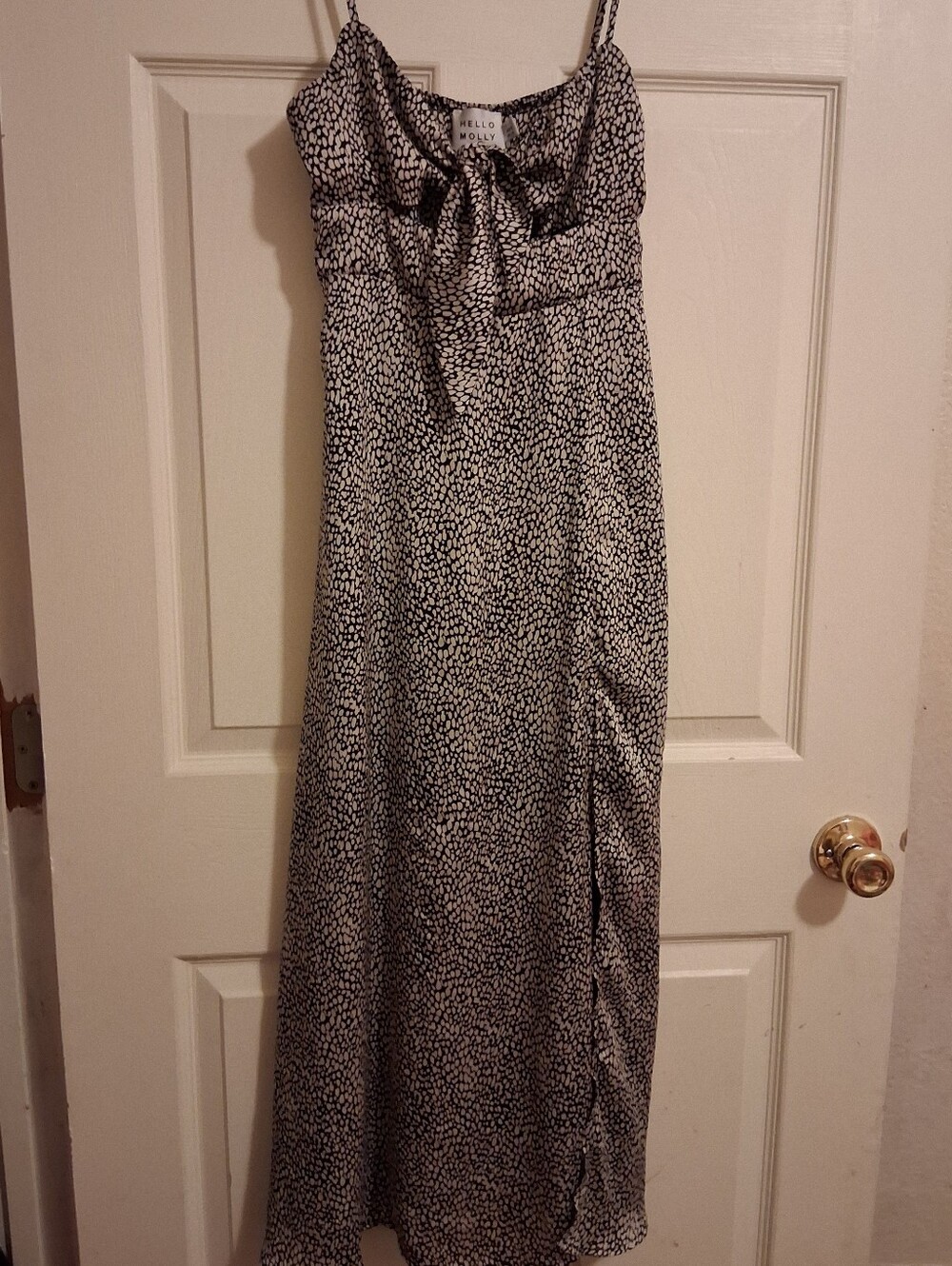 Hello Molly Black & Cream Printed Maxi Slip Dress